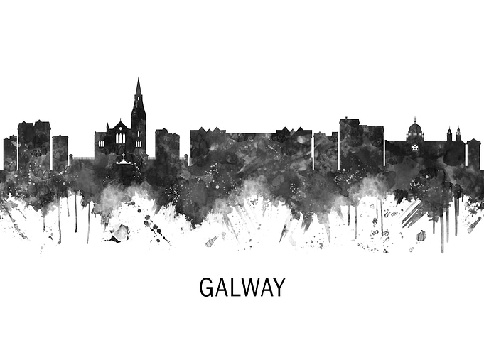 Galway Ireland Skyline BW