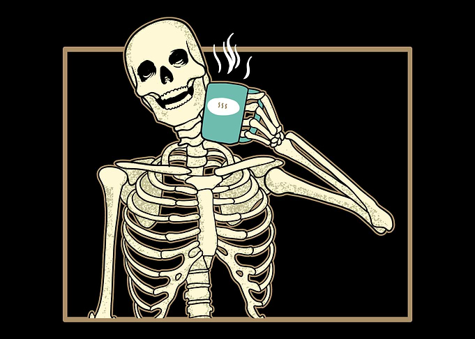 Coffee Drinking Lover Skel
