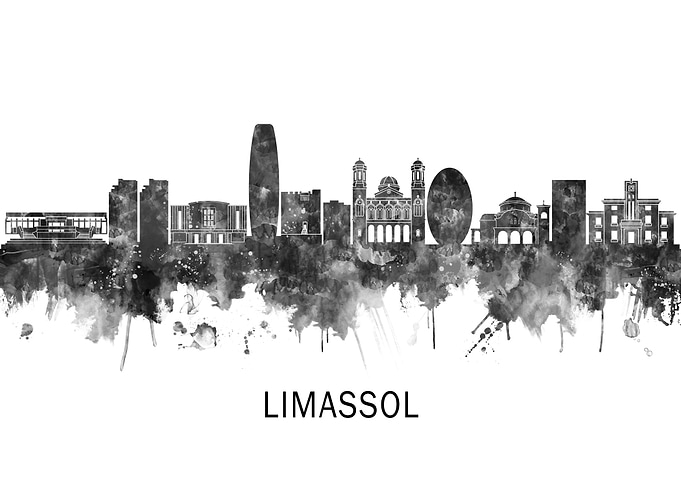 Limassol Cyprus Skyline BW