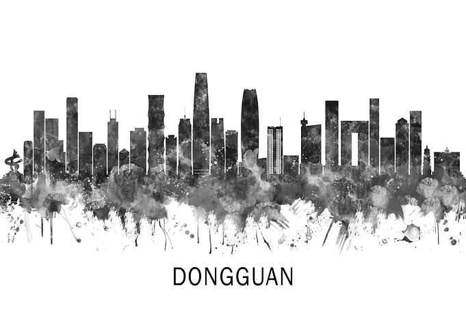 Dongguan China Skyline BW