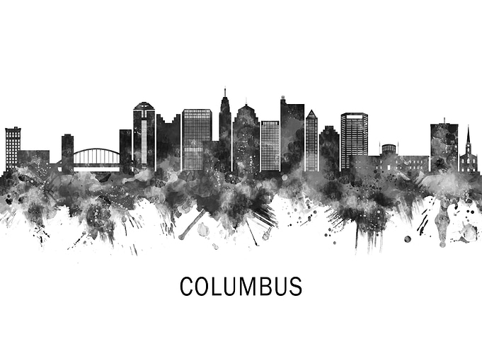Columbus Ohio Skyline BW