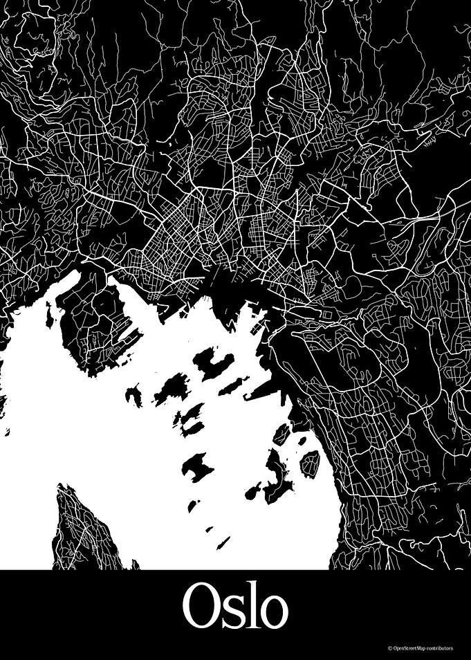Oslo Norway Black Map