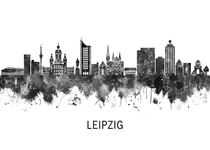Leipzig Germany Skyline BW