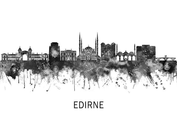 Edirne Turkey Skyline BW
