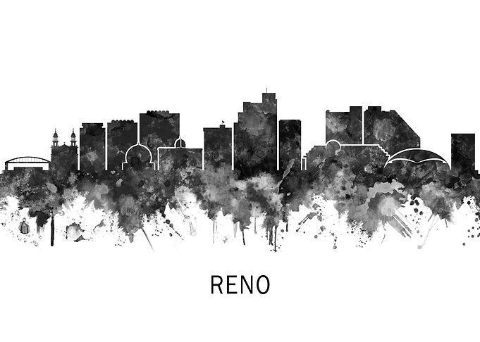 Reno Nevada Skyline BW