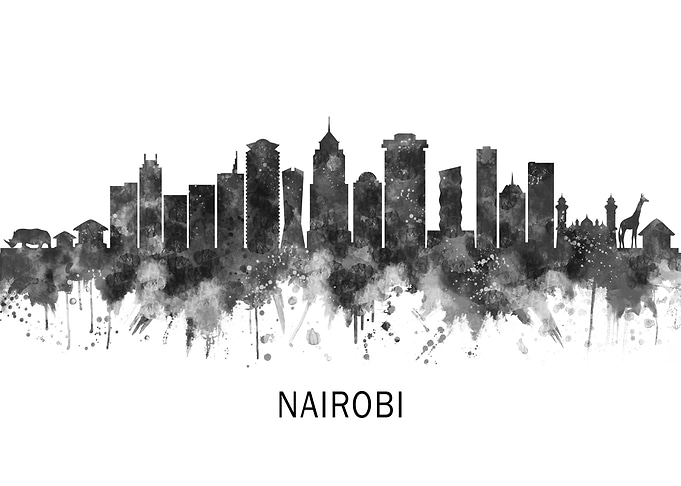 Nairobi Kenya Skyline BW