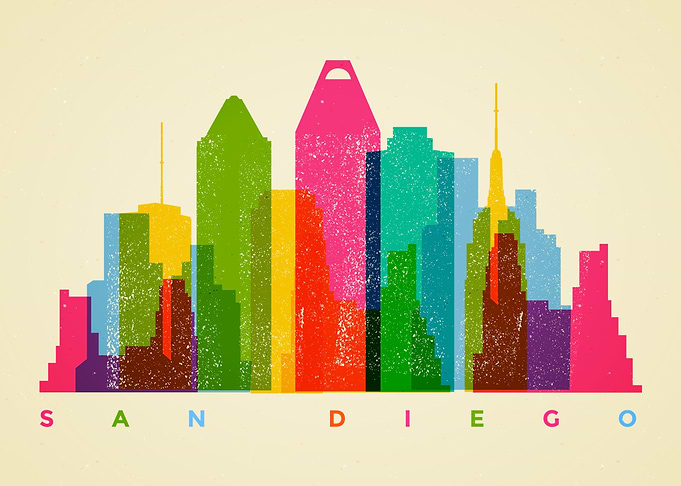 Colorful San Diego Skyline