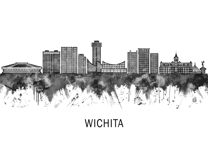 Wichita Kansas Skyline BW