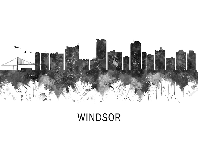 Windsor Canada Skyline BW