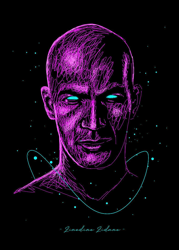 Legend Zidane Scribble Art