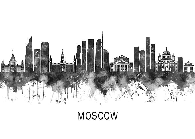 Moscow Russia Skyline BW