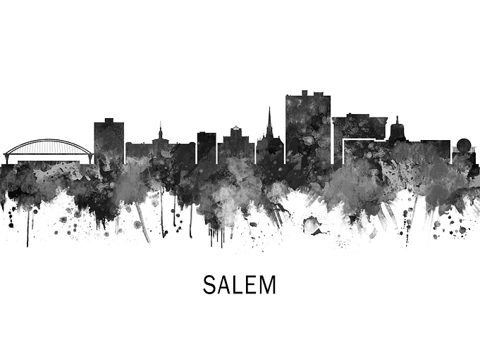 Salem Oregon Skyline BW