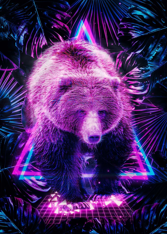 Retro 80s Bear Hologram