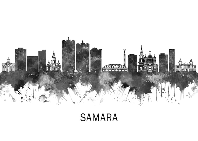 Samara Russia Skyline BW