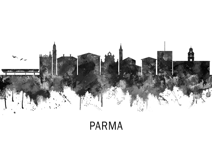 Parma Italy Skyline BW