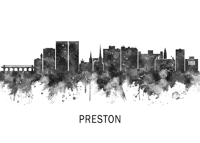 Preston England Skyline BW