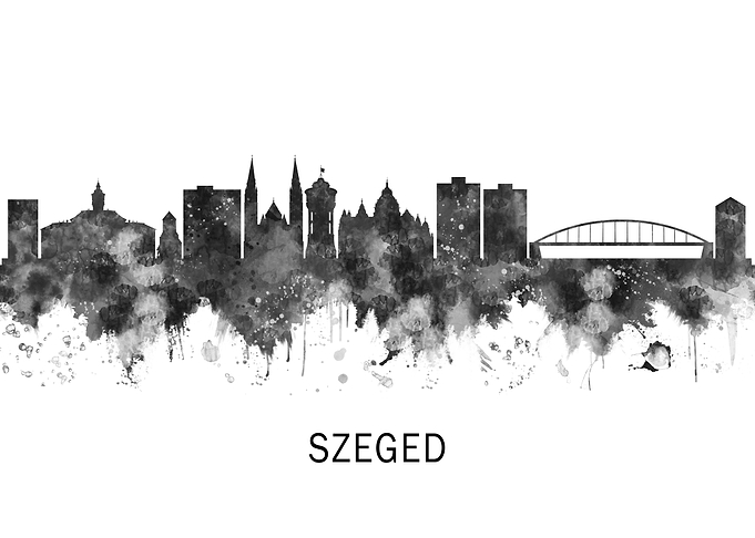Szeged Hungary Skyline BW