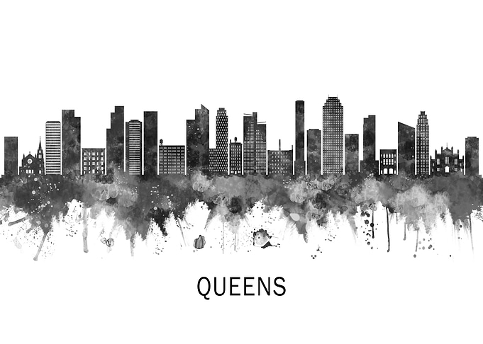 Queens New York Skyline BW