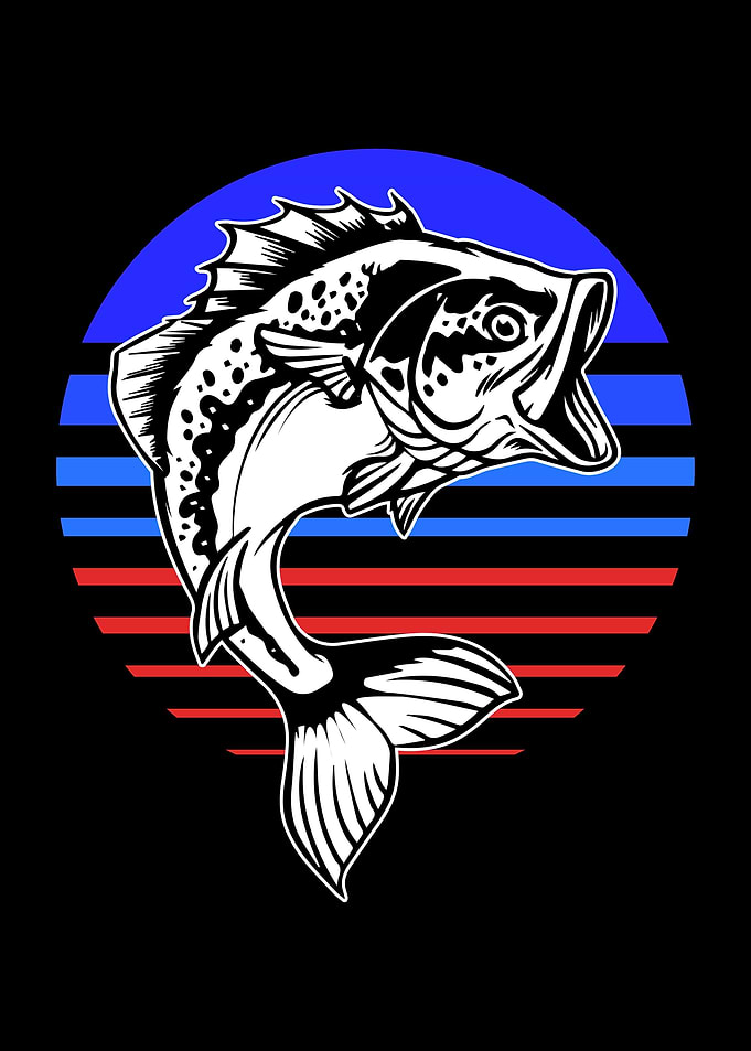 Bass Fishing American Flag