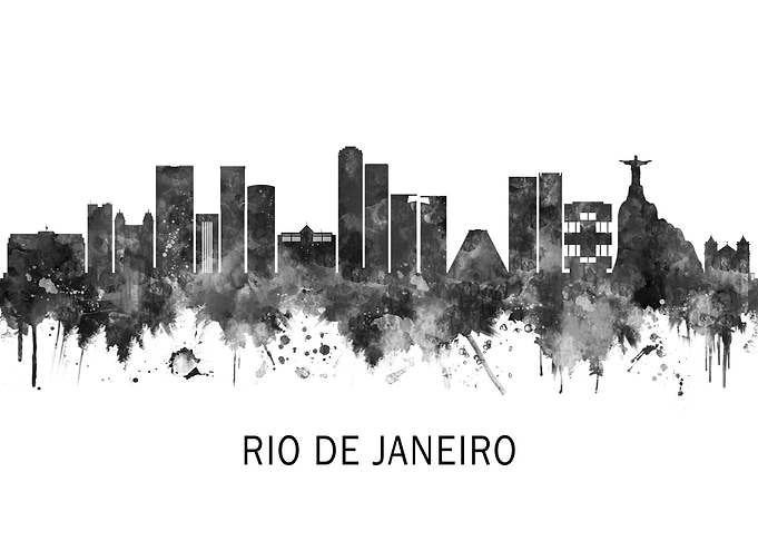 Rio de Janeiro Skyline BW
