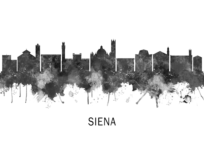Siena Italy Skyline BW