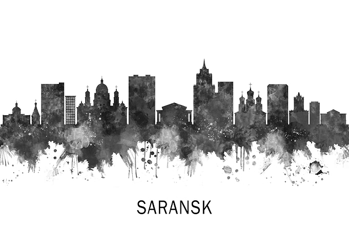 Saransk Russia Skyline BW