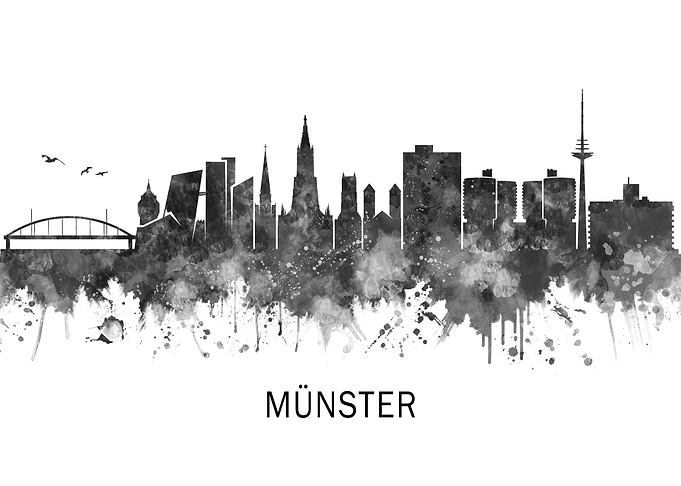 Munster Germany Skyline BW