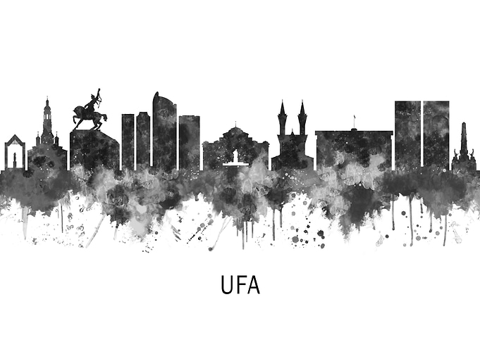 Ufa Russia Skyline BW