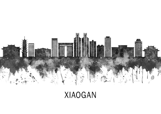 Xiaogan China Skyline BW
