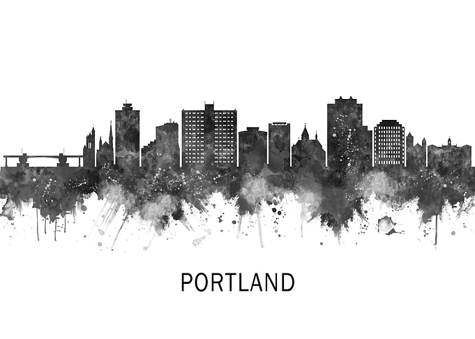 Portland Maine Skyline BW