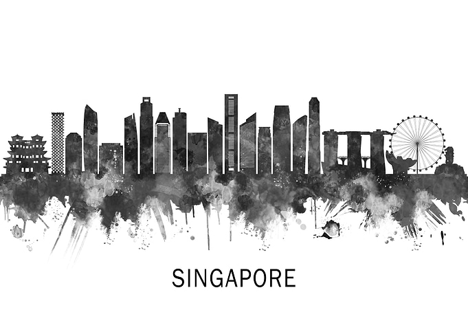 Singapore Skyline BW