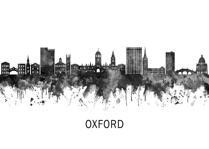 Oxford England Skyline BW
