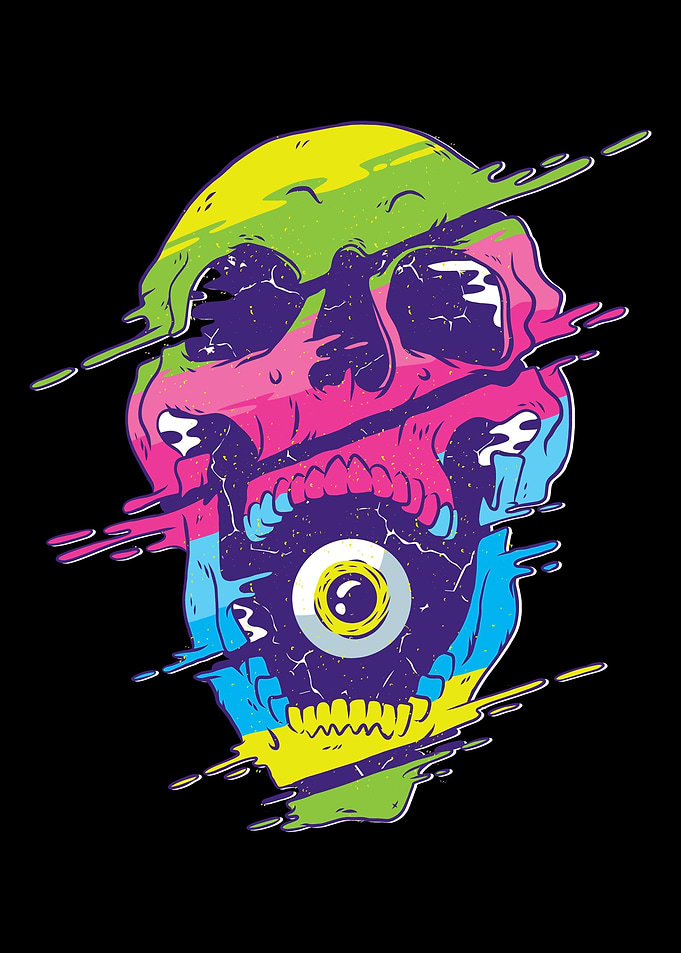 psychedelic skull
