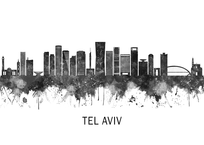 Tel Aviv Israel Skyline BW