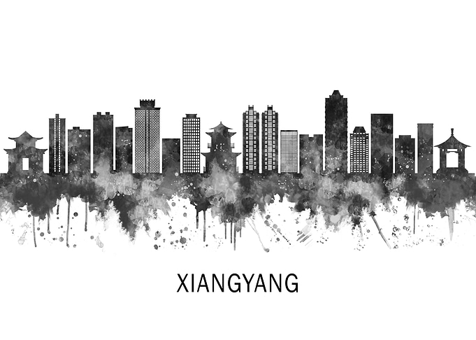 Xiangyang China Skyline BW