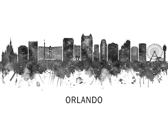 Orlando Florida Skyline BW