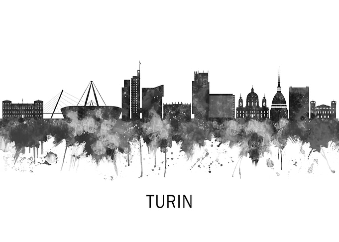 Turin Italy Skyline BW