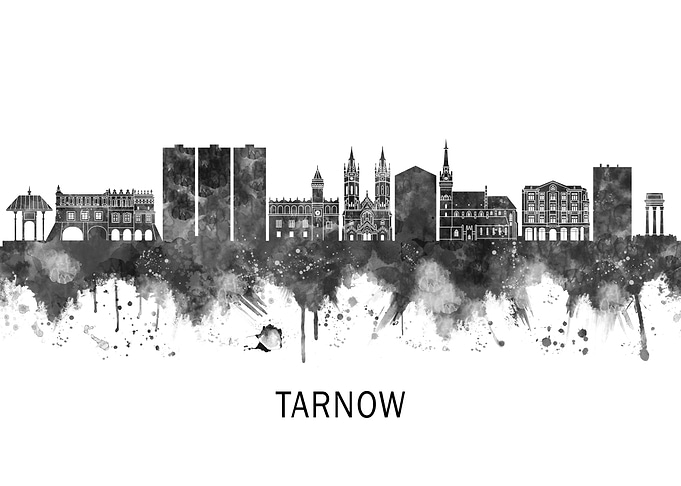 Tarnow Poland Skyline BW
