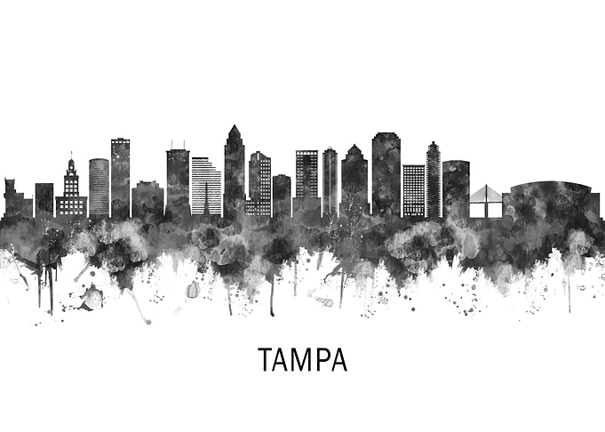 Tampa Florida Skyline BW