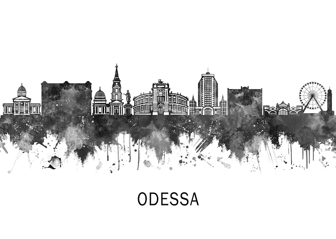 Odessa Ukraine Skyline BW