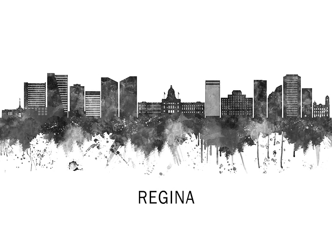 Regina Canada Skyline BW