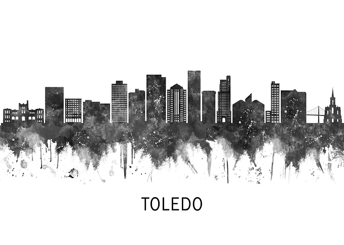 Toledo Ohio Skyline BW