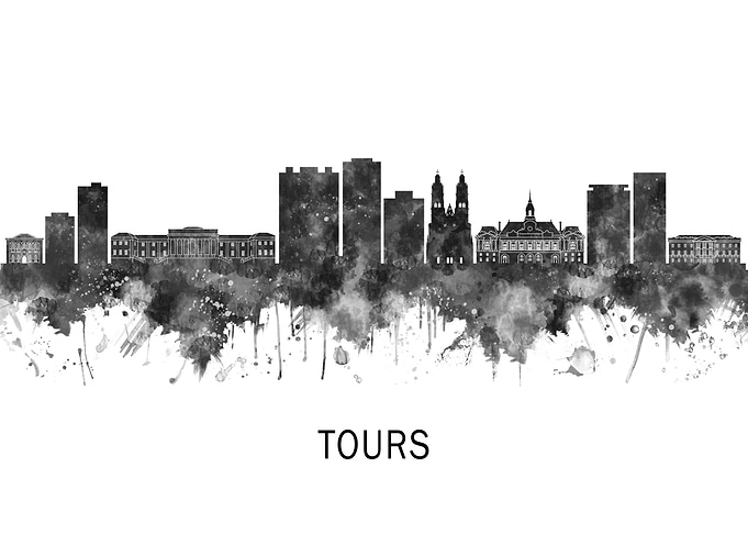Tours France Skyline BW