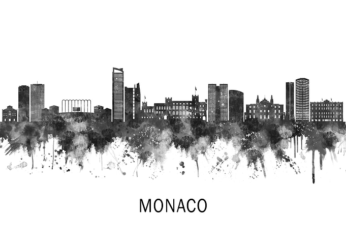Monaco France Skyline BW