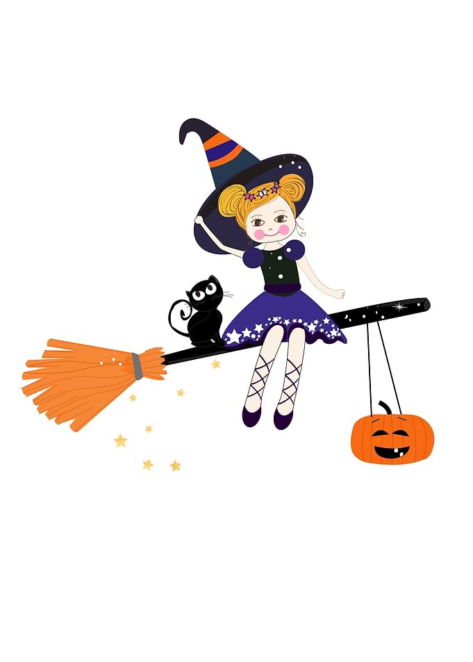 Cute witch happy halloween