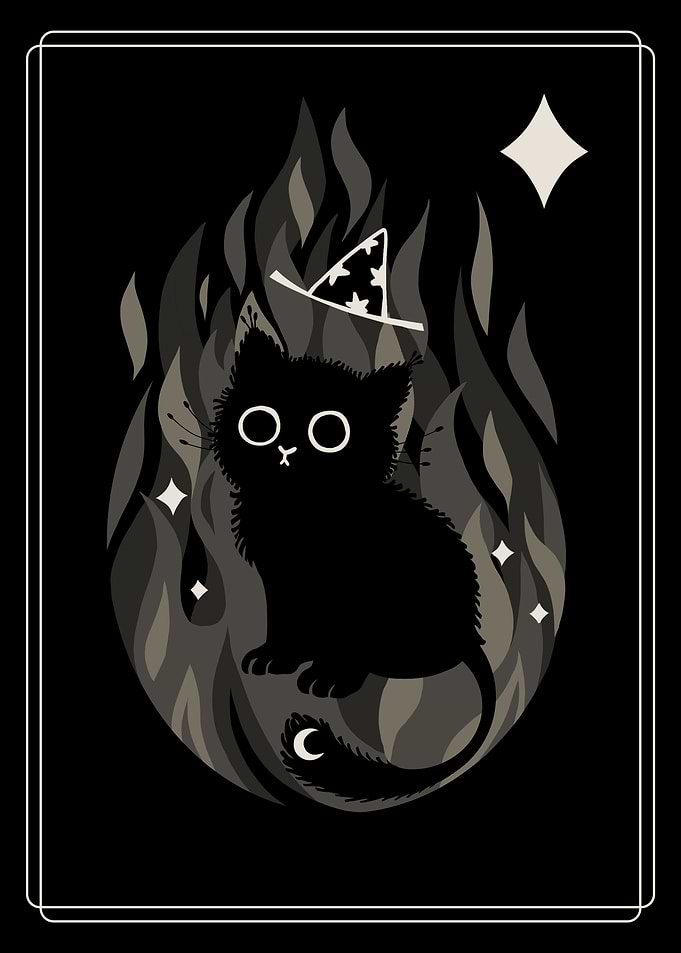 Flaming Black Cat