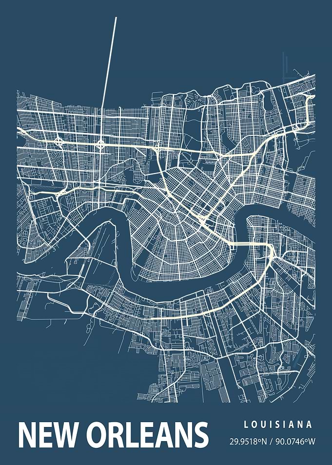 New Orleans City Map USA