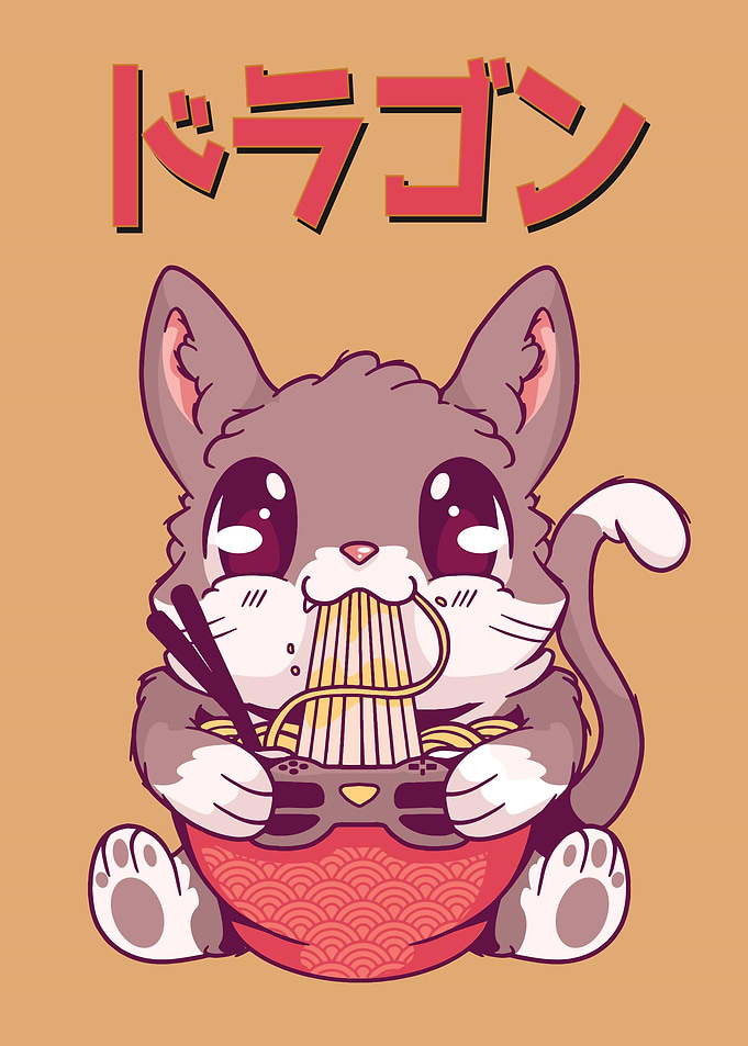 Cute kitty gamer