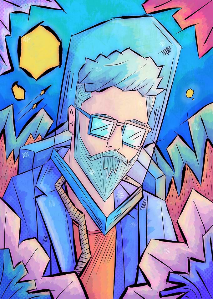 The blue suited astronaut