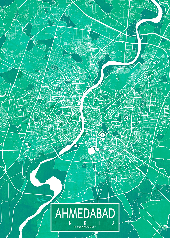 Ahmedabad Map Watercolor